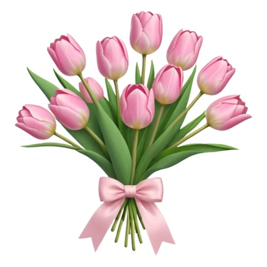 Light Pink tulip bouquet with a light pink bow  sticker