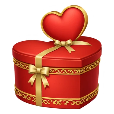 rococó caja de regalo en forma de corazón rojo con dorado sticker