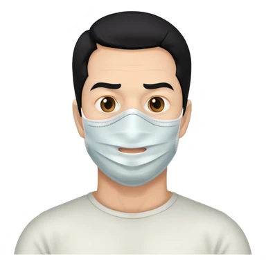 full face mask, shoulders, black hair, creepy man, 50 years old sticker