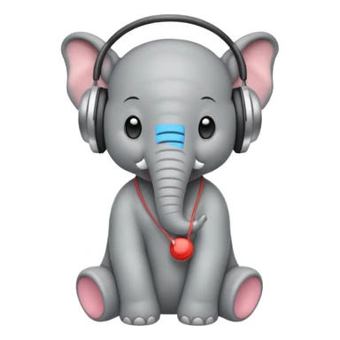 baby elephant with headphone sticker