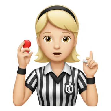 blonde football referee calling time out with hands and whistle sticker