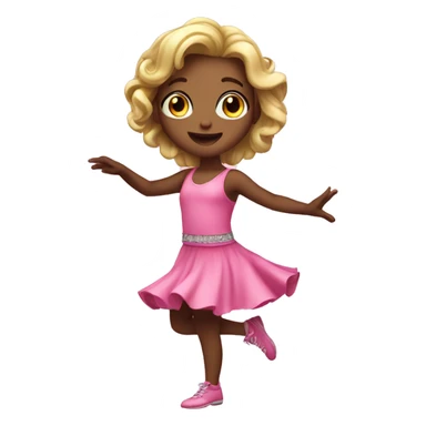 Dancing cute pink girl sticker