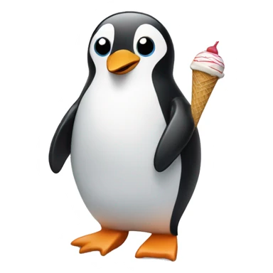 penguin having a lot of ice cream sticker