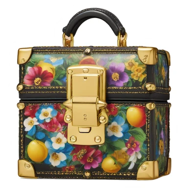 Dolce and Gabbana small box bag with colourful print and golden detais  sticker