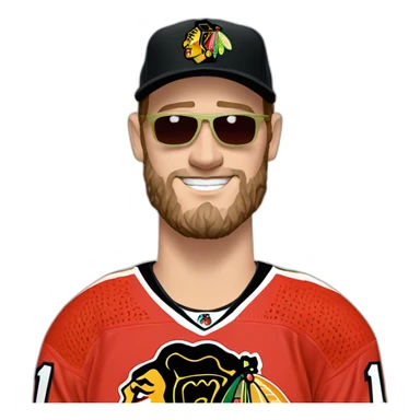 Jonathan Toews as beach bum with beard sticker