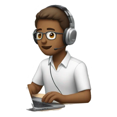 Man working on laptop wearing headphone  sticker