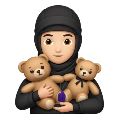 Ninja with teddy bear toy  sticker