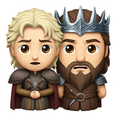 Cinematic Realistic Game of Thrones Pop Culture Emoji, featuring a dramatic, epic portrayal inspired by the fantasy series rendered with rich textures and cinematic lighting. sticker