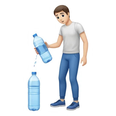 man full body emptying in the floor a bottle of water sticker