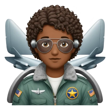 A male pilot with dark skin and close-cut curly hair sticker