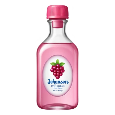 realistic Johnson and Johnson style bottle pink cap pink logo clear bottle with berry party logo with diddy oil and a berry on top bottle sticker