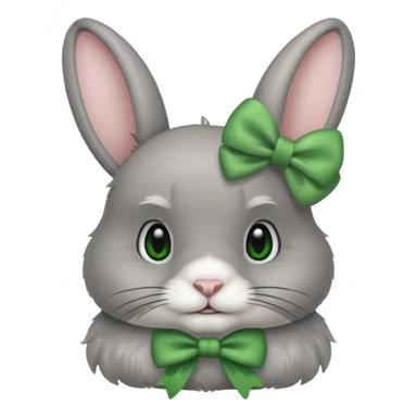 grey rabbit wear green bow sticker
