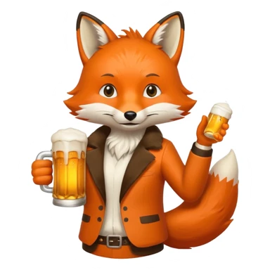 Un renard style manga qui tien une bierre marqué pmusama sticker