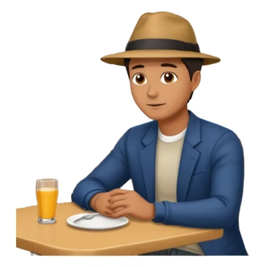 MAN SITTING ALONE IN A RESTAURANT sticker