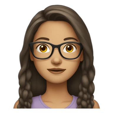 Brunette girl with long hair wearing glasses sticker