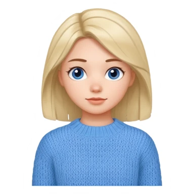 sky-blue knitted wool sweater, round neck, Girl's wear. sticker