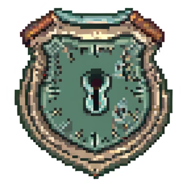 pixel art of a shield with a keyhole for privacy sticker