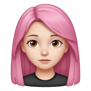 white skined girl with long brown hair and brown eyes and short pink highlights sticker