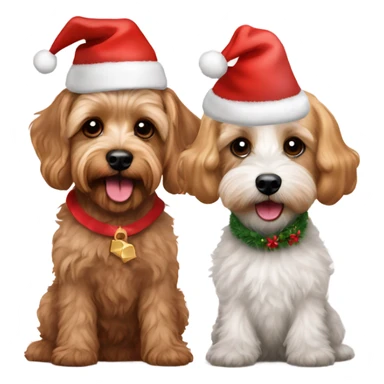  Schnoodle and gold cavapoo with Christmas hats sticker