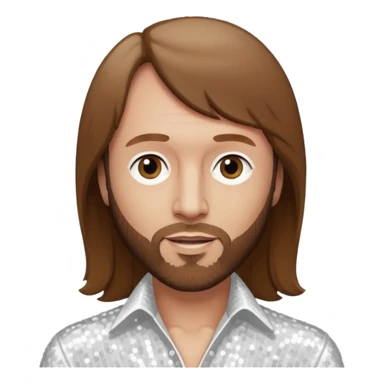 Maurice Gibb from Bee Gees with long brown hair, white sequin outfit  sticker