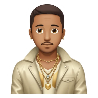 Marques Houston with dark brown hair, shirtless with necklace, metallic ivory jacket sticker