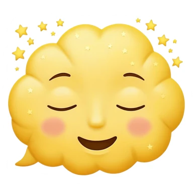 happy sleepy yellow face with thought bubble stars inside sticker