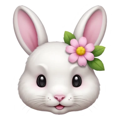 a cute white short haired rabbit head with a light yellow flower on its ears sticker