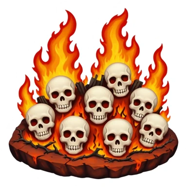 A burning hell landscape in the style of rott8ng corpses in the style of your bloody skull art sticker