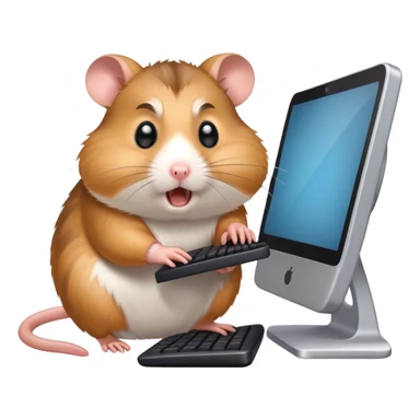 Hamster working on computer angrily sticker