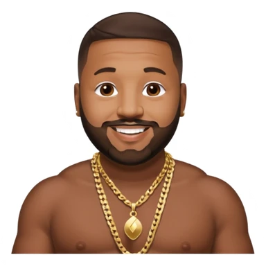 DJ Khaled with dark brown hair, shirtless with necklace sticker