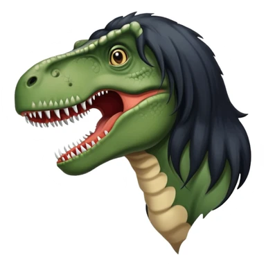 tiranossaur with long black hair sticker