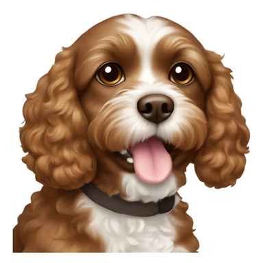 brown cavapoo with white spot around the nose and on the chest, with brown eyes on sticker