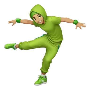green breakdancer in dynamic pose sticker