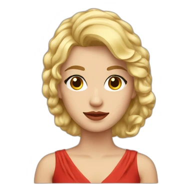 Escritora rubia con cabello rizado y vestido rojo sticker