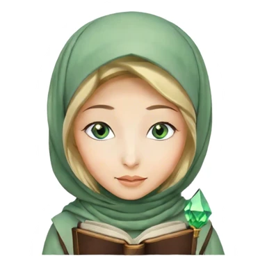 Turkish blonde green diamond design Hijabi girl with blue eyes and beautiful finish reading quran sticker