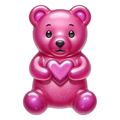transparent pink gummy bear heart glitters pink sticker