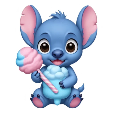 Cute Disney stitch holding pink cotton candy brown big eyes   sticker