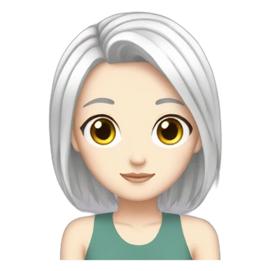 Flat anime white girl sticker