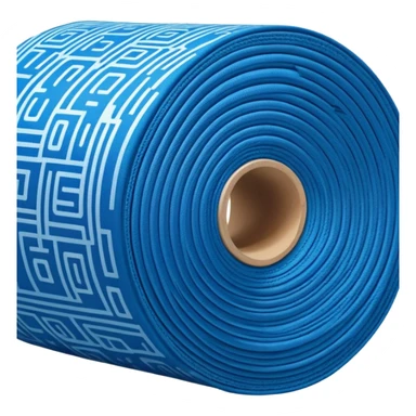 blue roll of fabric with digital pattern, smart fabric, high-tech textile sticker