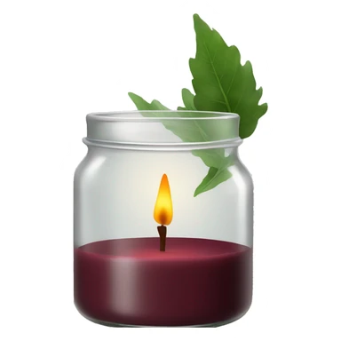  maroon candle in open glass jar with greenery  sticker