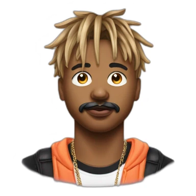 Juice wrld le rappeur américain décédé en 2019 en format réaliste avec la moustache et le bouc qu'il avait sticker