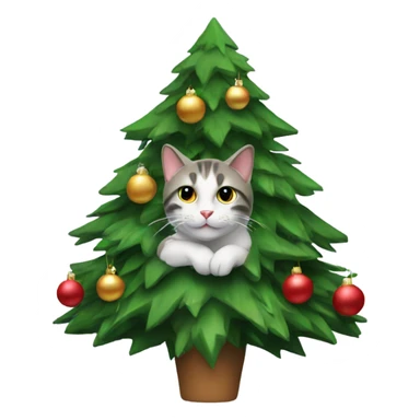 Cat in Christmas tree sticker