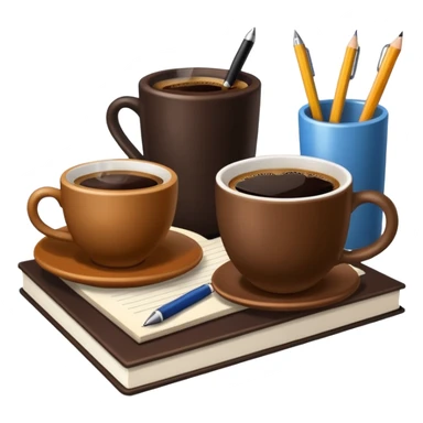 a cup of coffee next to study materials sticker