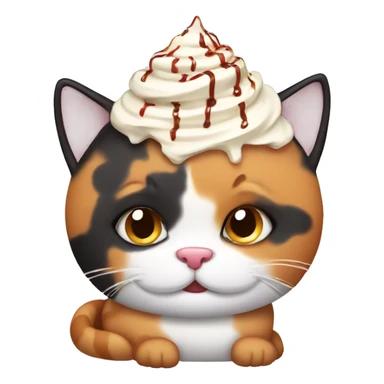 Fat calico cat with sundae sticker