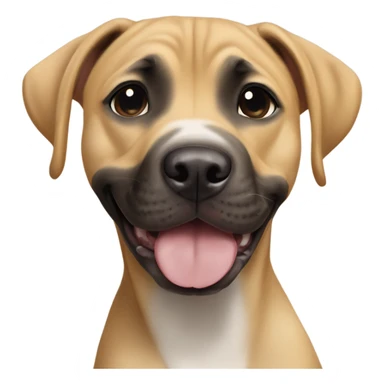 Black mouth cur puppy standing next to black and white smiling pit bull sticker