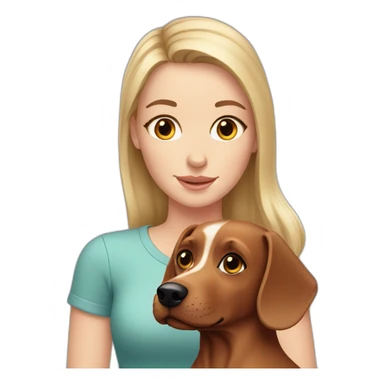 white girl with light eyes and her teckel dog sticker