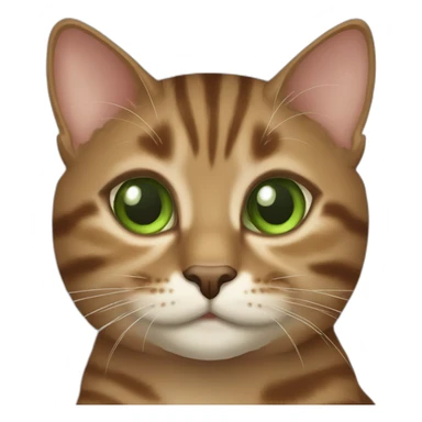 Dark Marron tabby cat Green eyes, beige mouth sticker