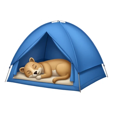 Blue tent with a Slow animal sticker