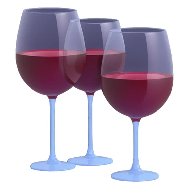 two wine glasses filled with red wine, 3D emoji style sticker