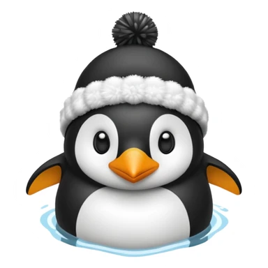 penguin swimming in a bobble hat sticker